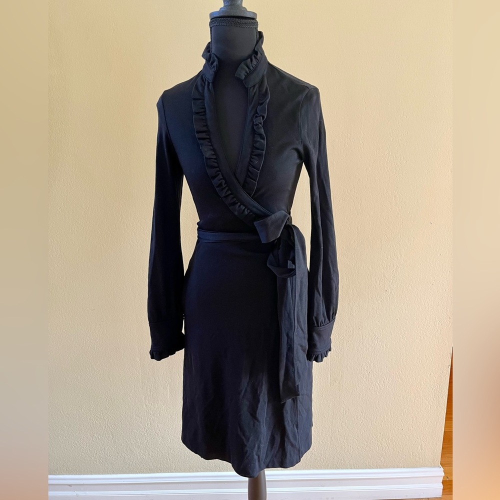 Diane Von Furstenberg Black Sheath Wrap Dress